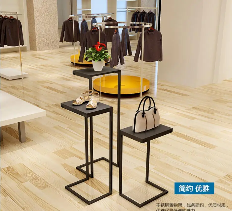 

cheap 3 pcs square display stands Shoe rack for Clothing store