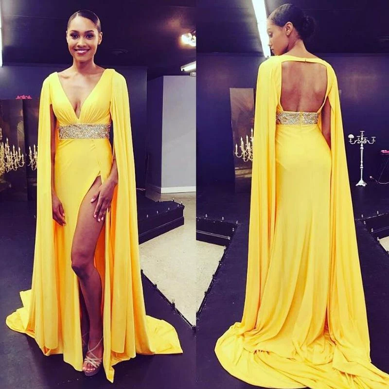 elegant yellow evening gowns
