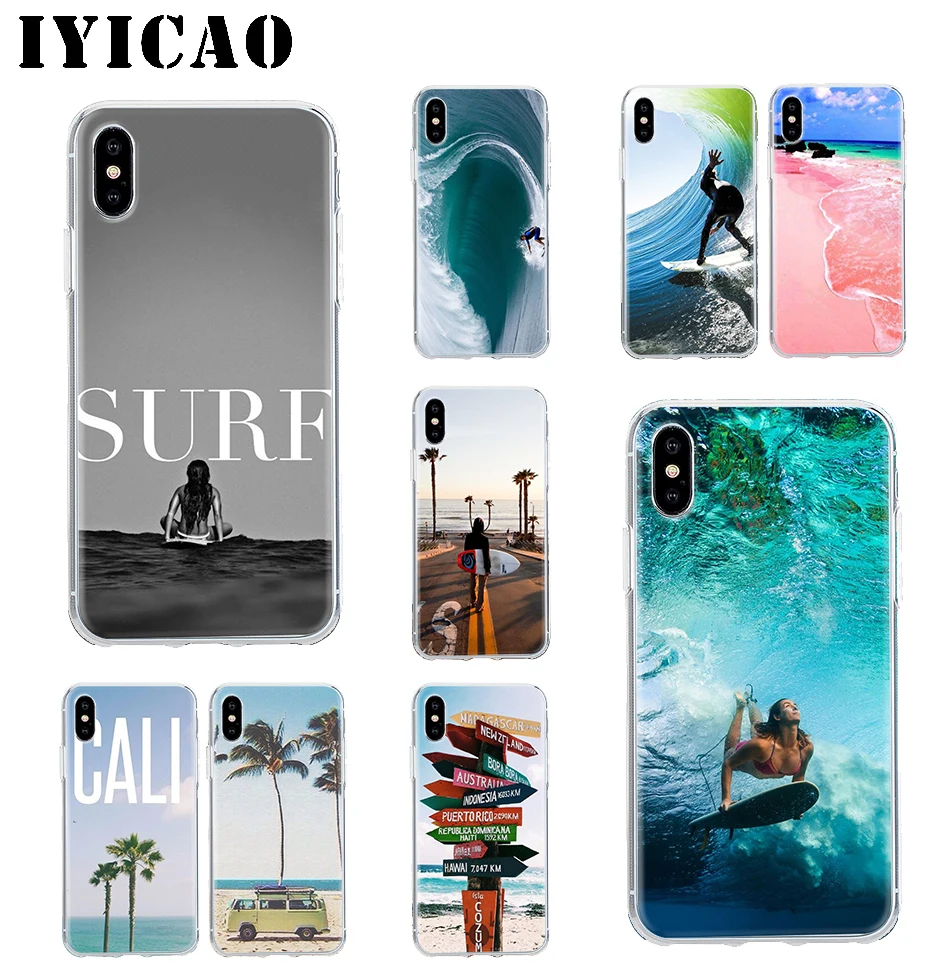 IYICAO Beach Surf Travel Жесткий Чехол для iPhone 4 4S 5 5S Se 6 7 7plus 8 8Plus X XS MAX XR 6s Plus 11 pro