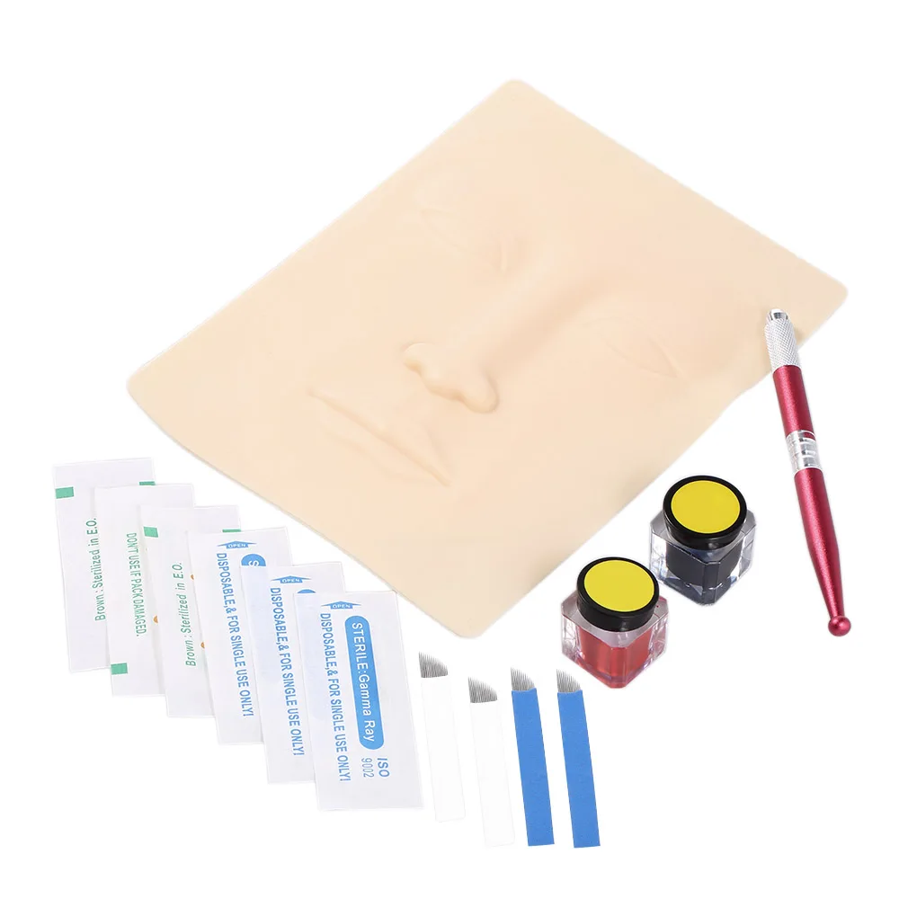 

Professional Eyebrow Permanent Tattoo Practice Kit Microblading Set Manual Eyebrow Pen Needle Pigment Ink Practise Skin Tool