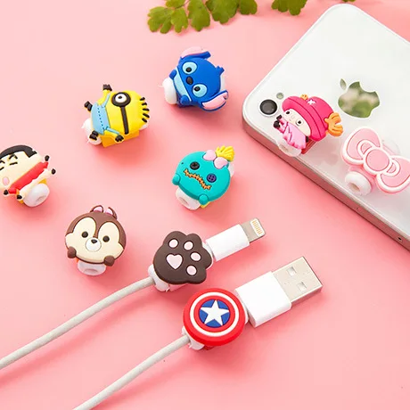 Cute10pcs/lot Мультфильм USB кабель наушников протектор наушники линии заставка для samsung htc зарядки линии Защита кабеля данных