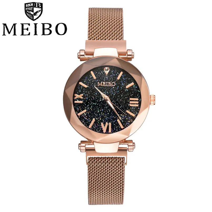 Luxury Starry Sky Quartz Watch Magnet Strap Buckle Stainless Watch Women Gift Purple