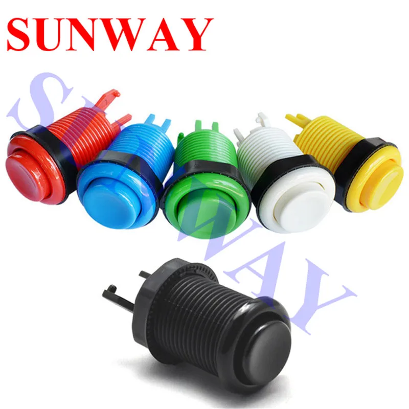 

6pcs/lot 28mm Mounting Hole Arcade push button American style push button with microswitch For Arcade Game Cocktail Machine