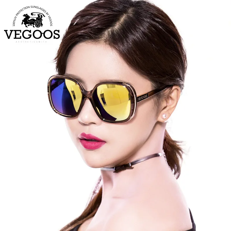 VEGOOS 2016 New Fashion Polarized Women Sunglasses Female Large Round Frame Brand Designer Retro Sun Glasses Woman Eyewear#9087