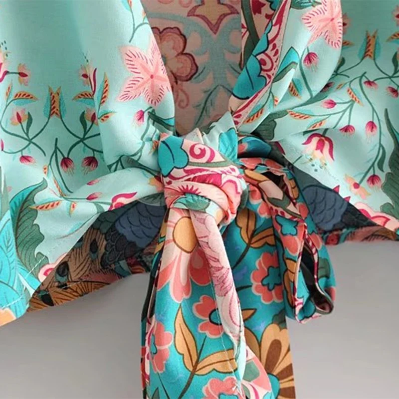 Boho Chic Summer Short Tops Vintage Peacock Floral Print Kimono Women 2019 Fashion Batwing Sleeve Beach Shirt Blouse Blusa Mujer
