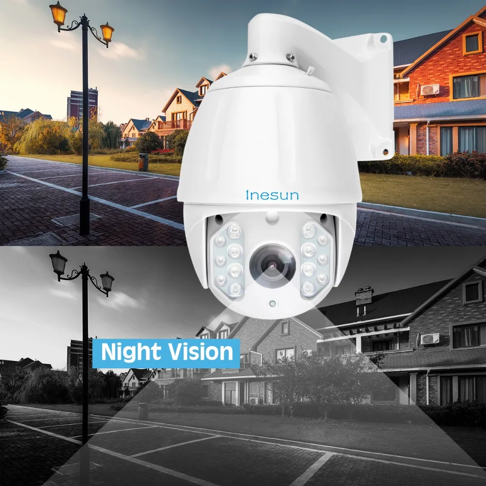 Inesun наружная высокоскоростная Купольная PTZ IP камера 5MP супер HD 2592x1944 30X оптическая