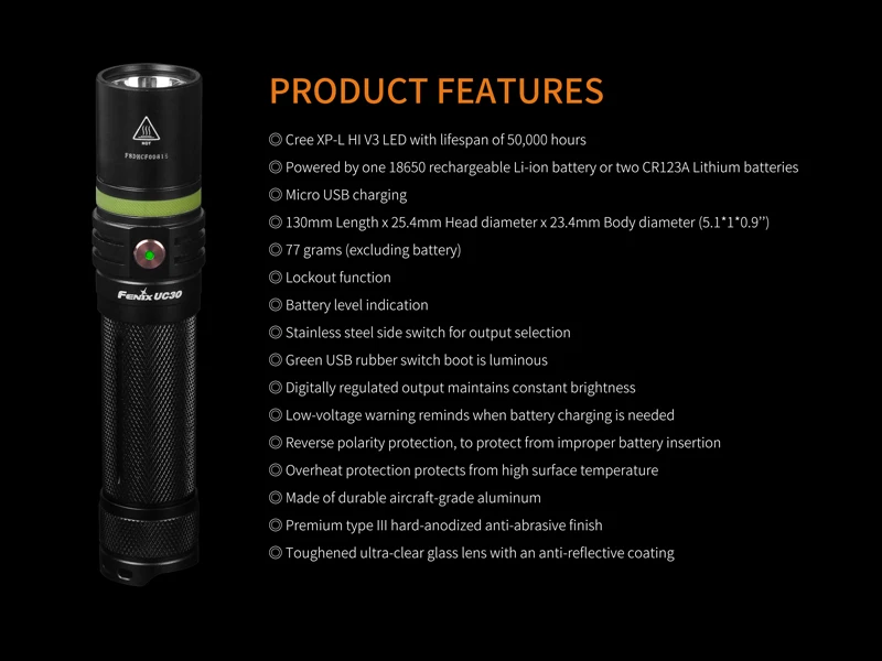 Fenix UC30 2017 Micro USB Rechargeable Flashlight (13)
