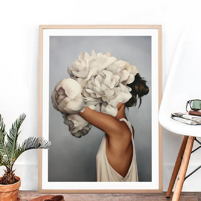 Feather Women Art Canvas Prints Home Decor