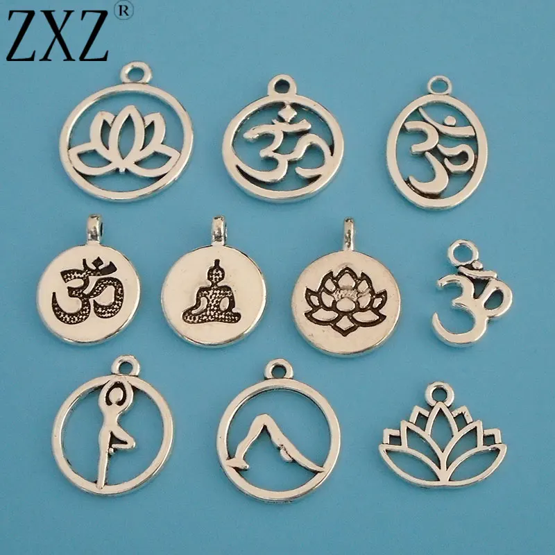 

ZXZ 10pcs/lot Aum Om Symbol Yoga Charms Pendants Beads for Necklace Bracelet Jewelry Making Findings