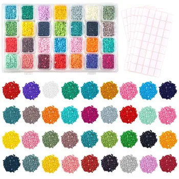 

36 Colors Diamond Painting Replacement Round Diamonds with Diamond Storage Boxes, 240 Pieces Marker Label for Missing Drills
