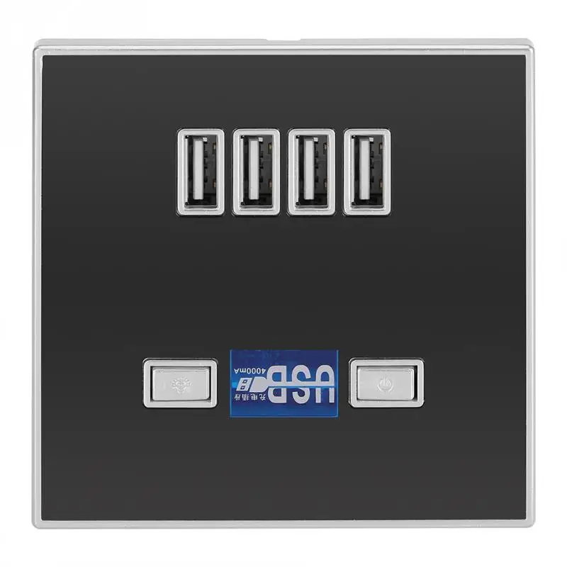 4 зарядное устройство настенная розетка светодиодная лампа USB станция для