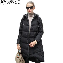 AYUNSUE новые женские пуховики с капюшоном Длинное свободное зимнее теплое пальто Женская куртка для женщин jaqueta feminina inverno WYQ806