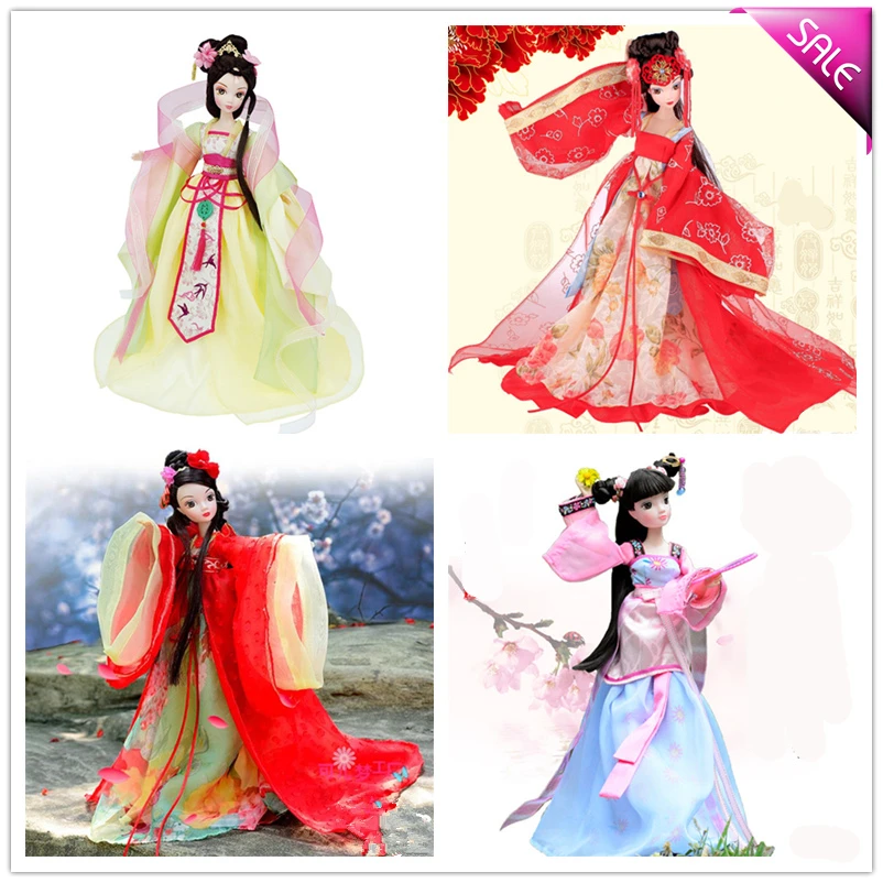 

Free shipping cost Chinese ancient myth kurhn faerie dolls cosplay costume for girls toys birthday gifts painted eyes joint body