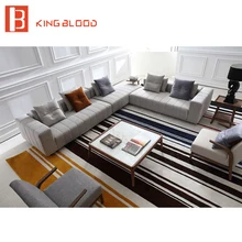 Угловая льняная обивка l-образный шезлонг диван гостиная диван набор мебели
