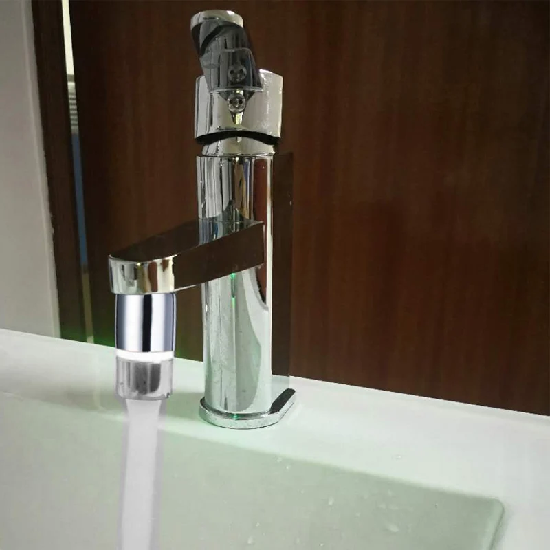 

Bathroom White LED Aerator for Waterfall Basin Faucet Square Brass One Hole Bathroom Mixer Tap