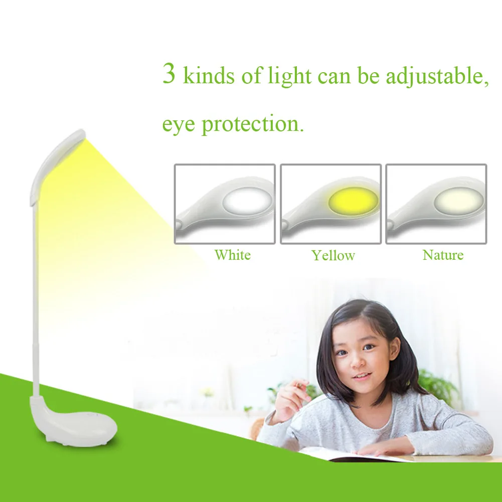 

Rechargeable Foldable Touch Sensor Golf 3W LED Table Lamp Eyes Protection Reading Desk Light 3 level Adjusted Brightness