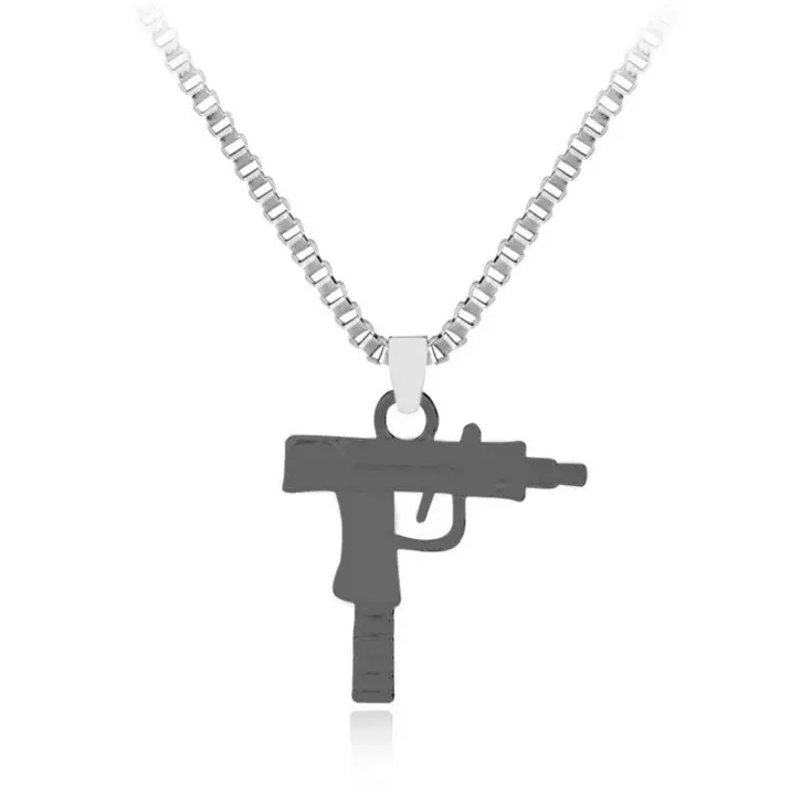 По FedEx 120 шт./лот горячая Распродажа мини колье с кулонами в виде пистолетов в форме пистолета кулон ожерелья для подарков - Окраска металла: black color