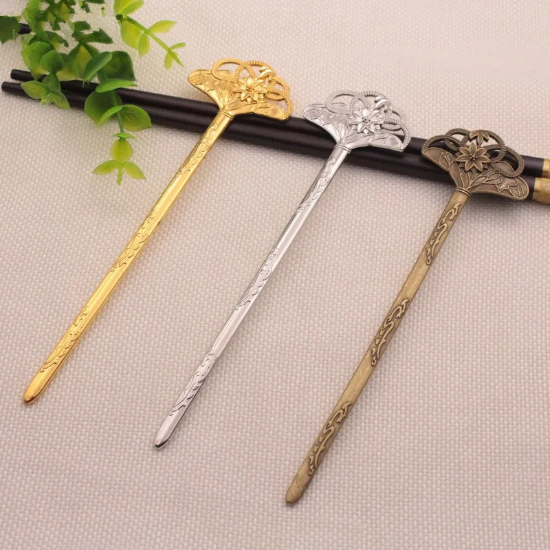 

10 PCS 160*41mm Vintage Style Metal Zinc Alloy Flowers Hair Sticks/Bookmarks Antique Bronze Rhodium Gold DIY Jewelry