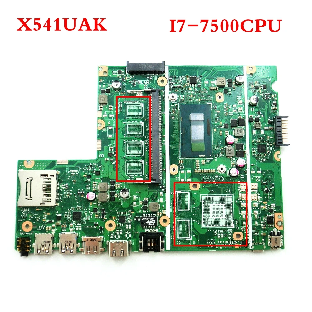 

X541UAK With I7-7500CPU Without memory mainboard For ASUS X541UVK X541UA X541UV laptop motherboard Tested Working FREE SHIPPING