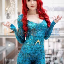 Queen Mera Aquaman киноверсия косплей костюм Высокое качество 3D принт спандекс Zentai боди Mera костюмы на Хэллоуин для женщин