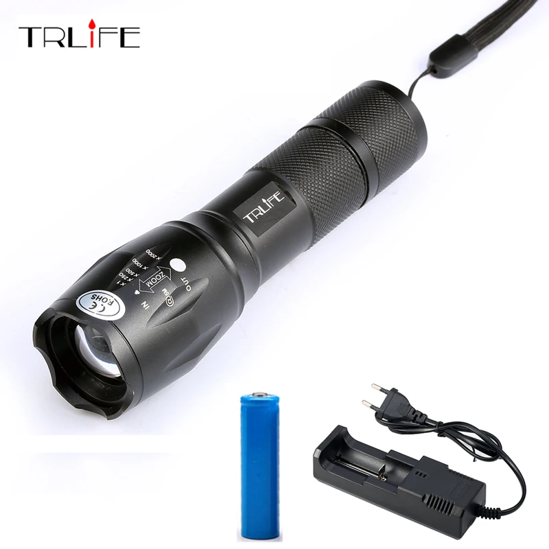 

LED L T6 Flashlight 8000Lumens Torch 5modes Tactical Flashlight Zoomable Flash Light With USB Battery Charger