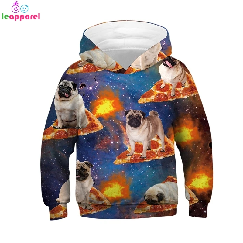 

4-13Years Space Galaxy Pizza Dog Hoodies Sweatshirts 2019 Long Sleeve Autumn Winter Boys Girls Clothes 3D Kids Hoodie Sweatshirt