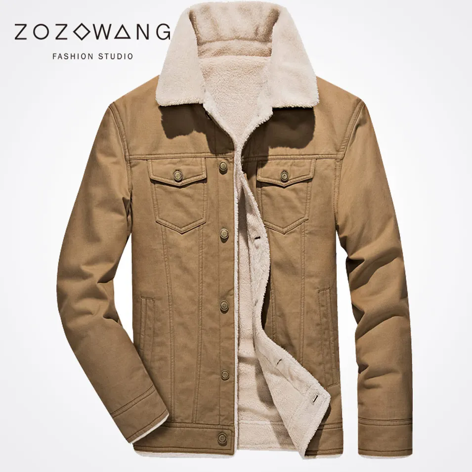 New 2017  Zozowang solid stand Single breasted loose casual short brushed  autumn winter jacket men keep warm plus size coat men