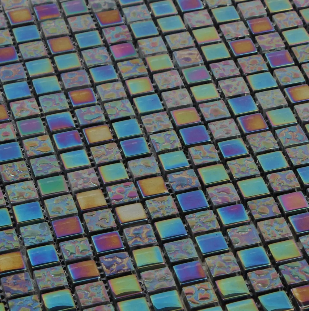 Iridescent Black Crystal Glass Mosaic Tile Py003 With Shimmering