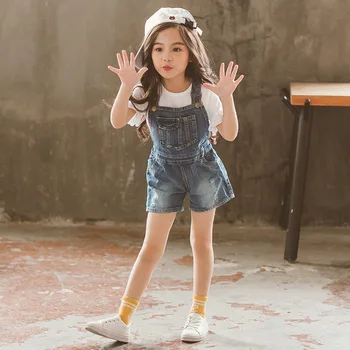 Korean Style Kids Overalls Summer Boys Girls Denim Shorts Jeans Tollder Rompers Children Clothes Jumpsuit Child Clothing Z976 2