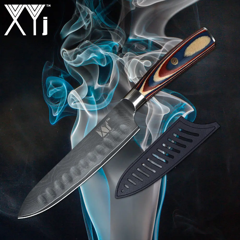 XYj высококачественный дамасский нож японский VG10 67 слоев дамасской стали лезвие цветной деревянной ручкой кухонные ножи инструменты для приготовления пищи - Цвет: A 6 inch Chef