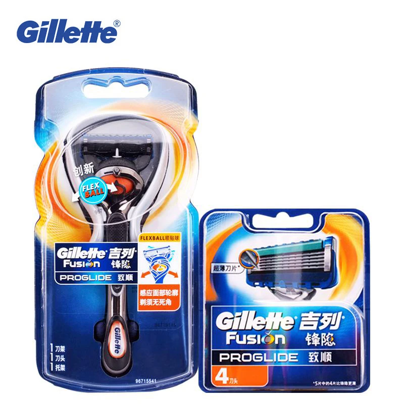 Genuine Gillette Fusion Proglide Flexball Lame Di Rasoio Da Barba Per Uomo Marche Rasoi Rasoio Di Sicurezza 1 Supporto + 5 Lame