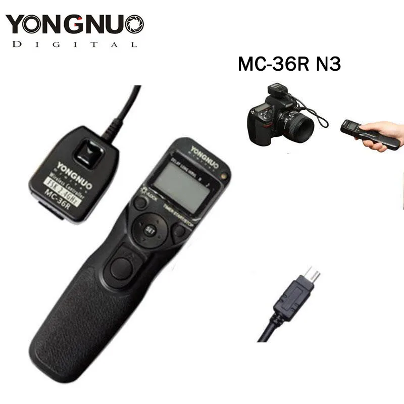 

Yongnuo MC-36R N3 Wireless Timer Remote Shutter Release For Nikon D7200 D7100 D7000 D5200 D5100 D5000 D3000 D90