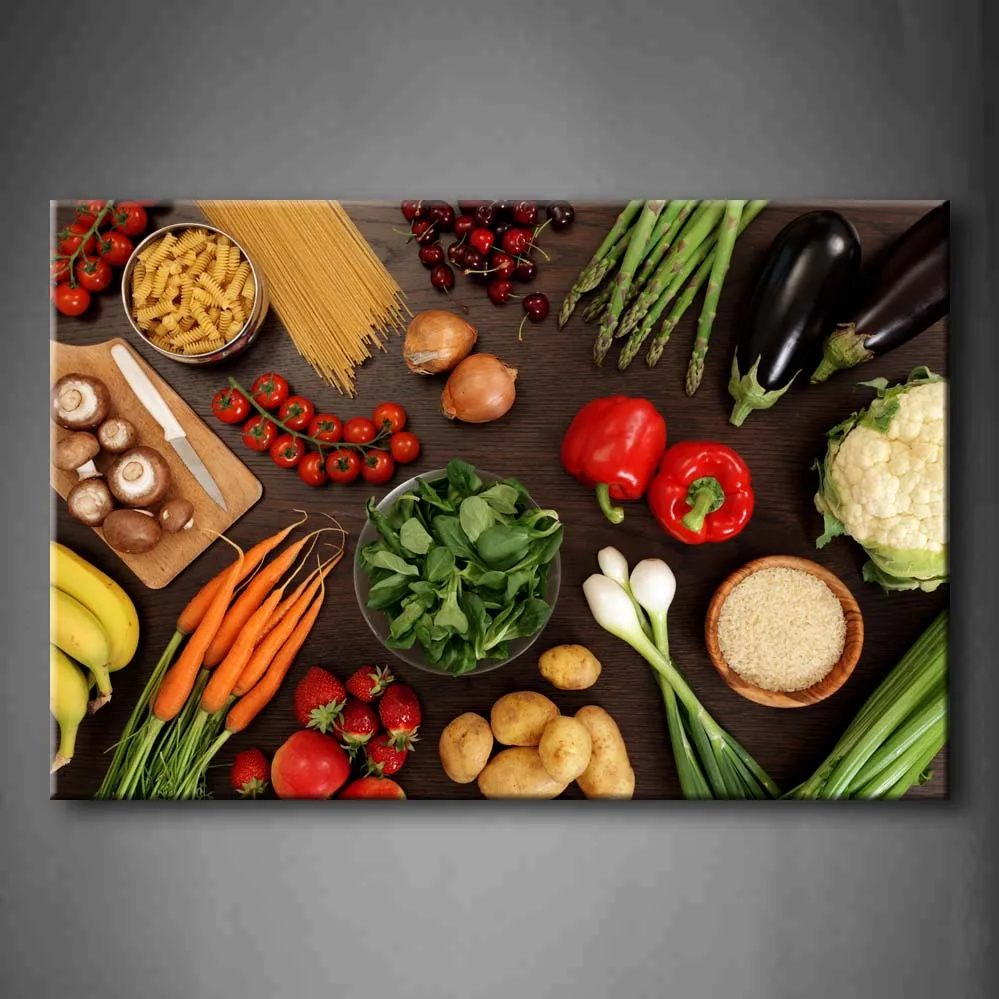

1 Panel Unframed Wall Art Pictures Vegetables Fruit Healthy Foods Canvas Print Modern Fruit Poster For Home Living Room