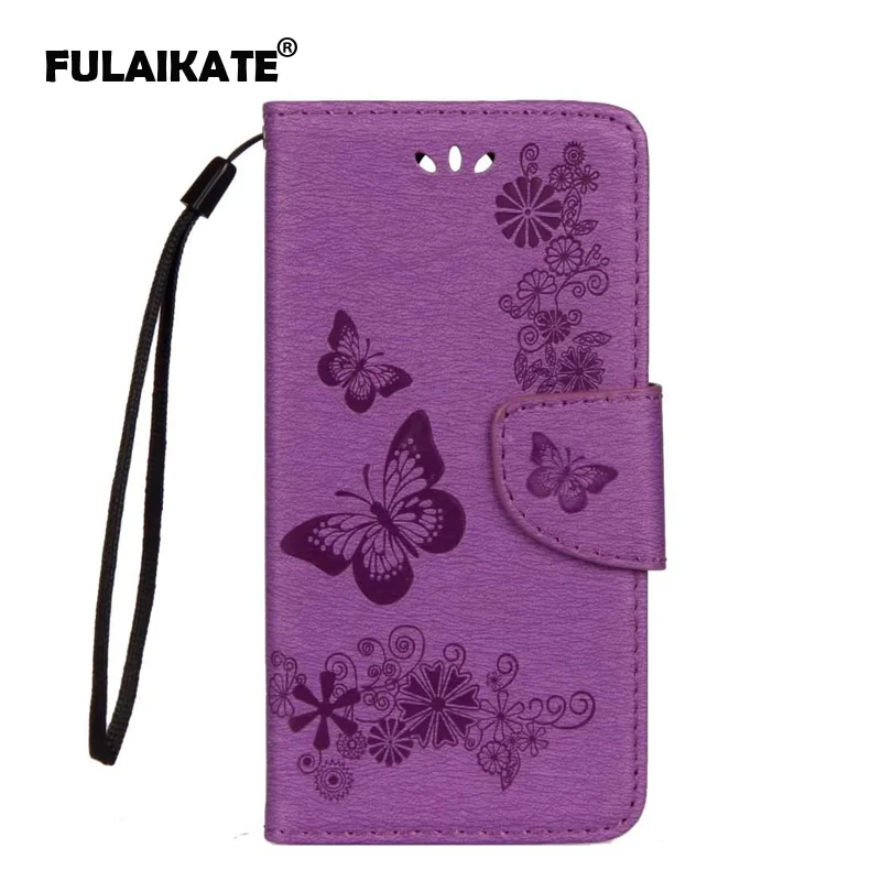 

FULAIKATE Flip Case for Wiko Harry Embossed Butterfly Back Cover Leather Holster for Wiko Harry Mt Stand Cases