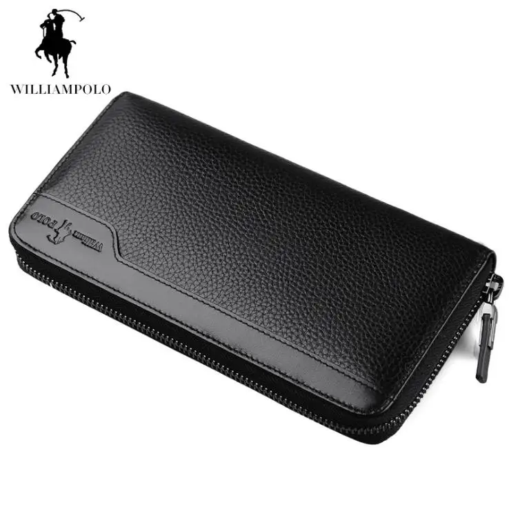 

Williampolo Business Wallets Genuine Leather Men Wallet Corss Pattern High Quality Mens Hand