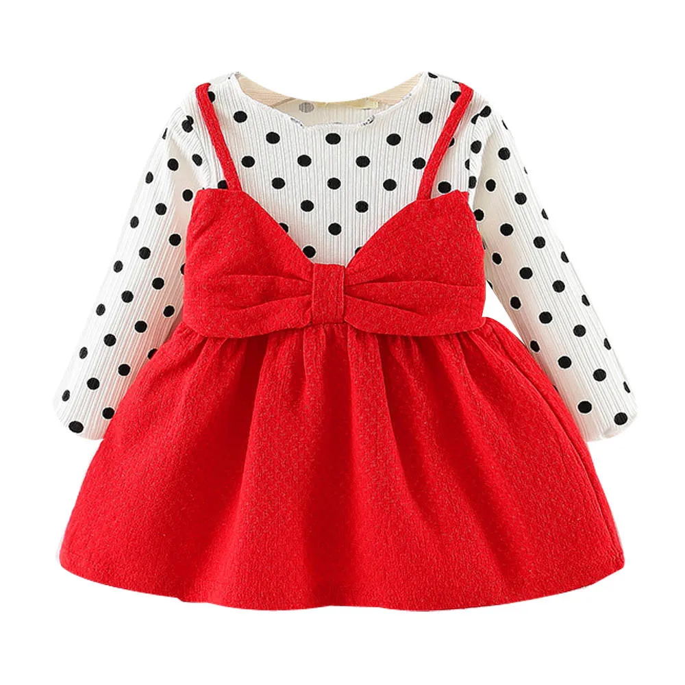 LONSANT Newborn Baby Girls Dress Baby Girls Long Sleeve Dress Dot