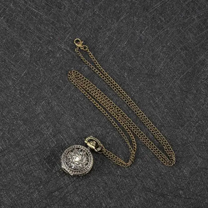 Модные Винтажные женские карманные часы, сплав, ретро, полые цветы, кулон, цепочка-ожерелье под свитер, часы, подарок для леди HSJ88