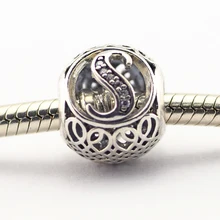 Ювелирные изделия из стерлингового серебра 925 пробы Подходит Пандора Подвески Браслеты Винтаж S с прозрачными кубические циркониевые бусины