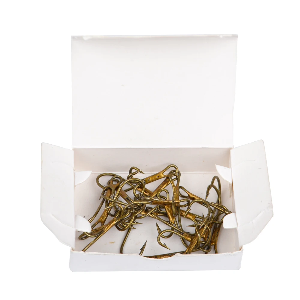 FISH KING High Carbon Steel fishing hook 20Pcs/lot 1# 2# 4# 6# 8# soft bait Double Gold Barbed Hook fishing Tackle accessories