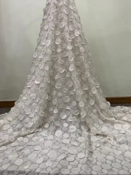 

Most Popular African French High Quality net Lace Fabric 5 yards For Wedding Dress french Lace Fabric ZLN112