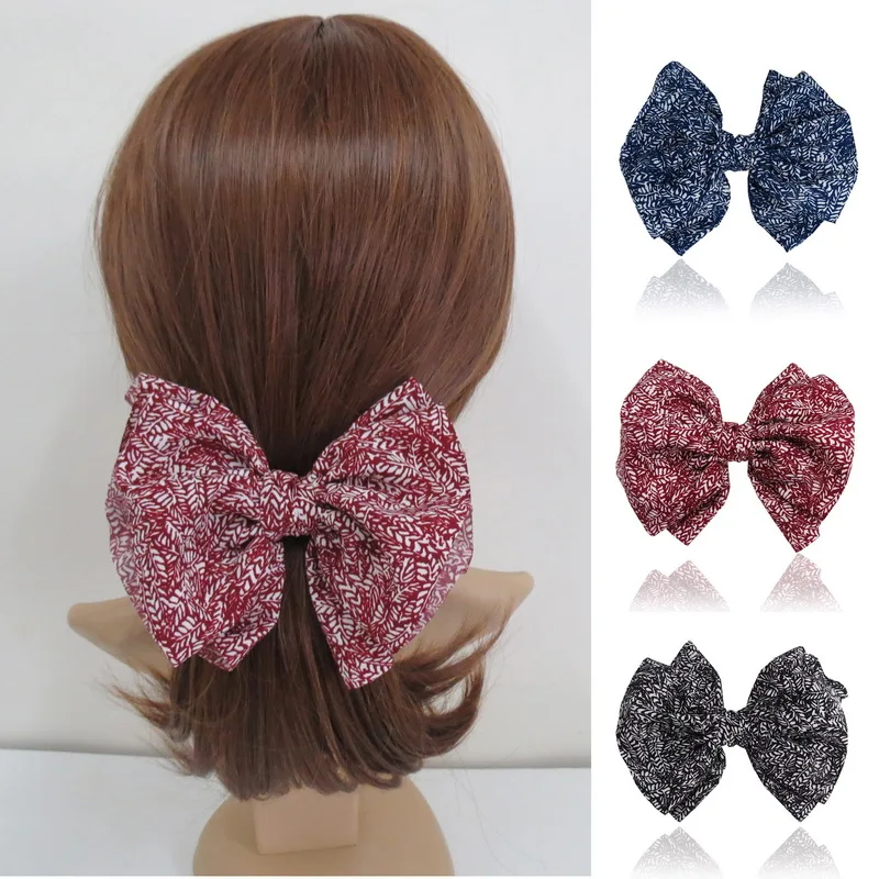 New Arrival Big Solid Cloth Bows Barrette Hair Cli...