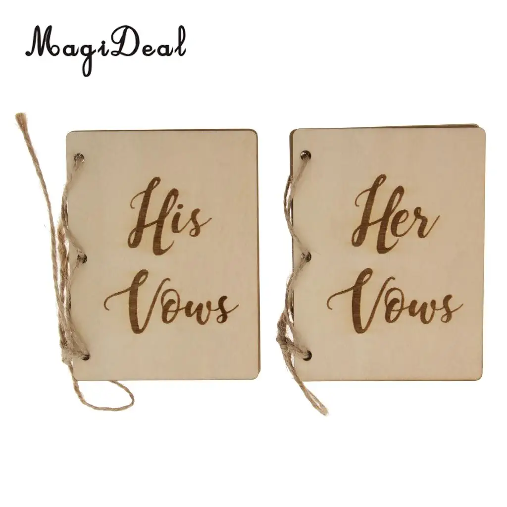 Vintage Wedding Vow Booklets Wooden Cover His Vows Her Vows Book Party Decorations