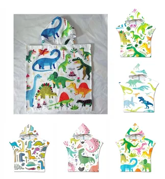 

Free shipping Novelty Gift Cute Dinosaurs T-Rex Microfiber Baby Kids Children Hooded Towel Pool Bath Beach Poncho Towel Cape