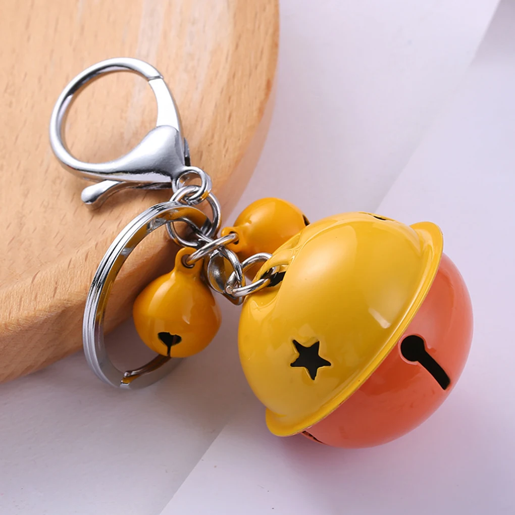

Small Bell Keychain Metal Double Color Cartoon Keyring Key Holder Handbag Ringing Decor Accessory