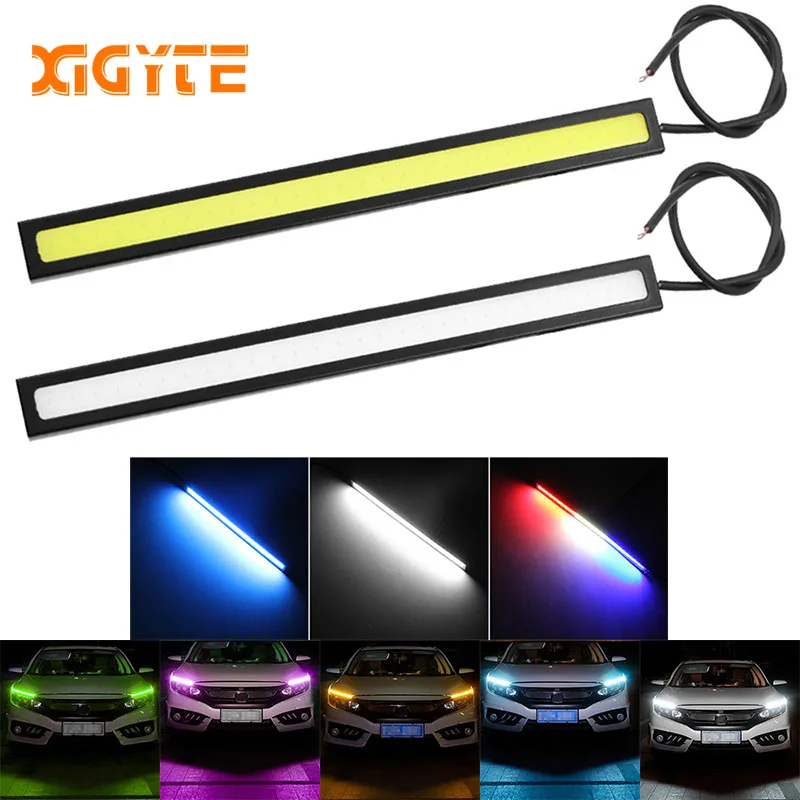 

1Pcs Car styling Ultra Bright 12W LED Daytime Running lights DC 12V 17cm 100% Waterproof Auto Car DRL COB Driving Fog lamp