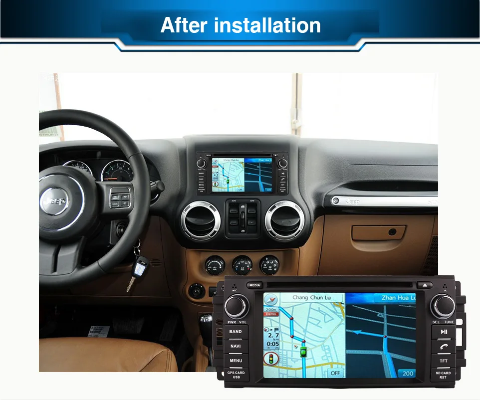 

Android 9.0 Fit Jeep Wrangler Dodge Journey Chrysler Sebring 300C Grand Car DVD Player GPS Radio Navigation multimedia DVD MAP