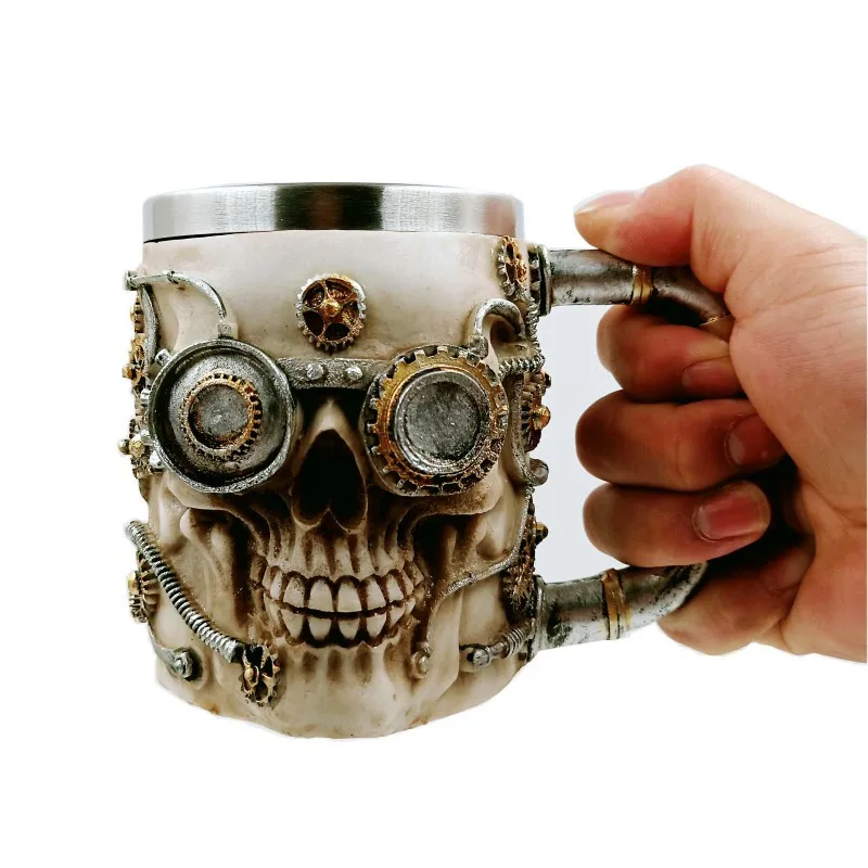 

2019 New 3D Design Gear Skull Beer Coffee Mug Cup Stainless Steel Tea Mug Cup 2019ing
