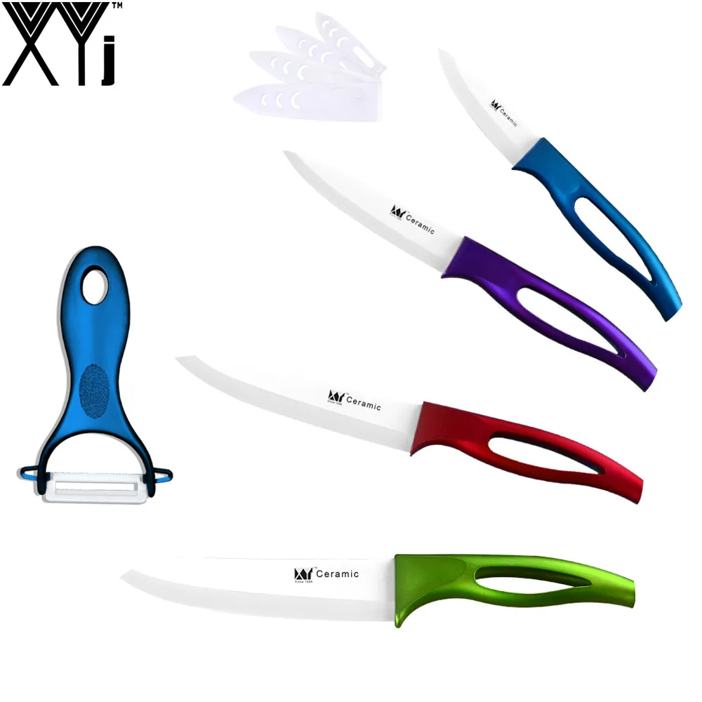 

XYJ Brand 6 Inch 5 Inch 4 Inch 3 Inch Sharp Ceramic Knife And 1 Piece Peeler Zirconia Blade Kitchen Knife Five Pcs Set Best Gift