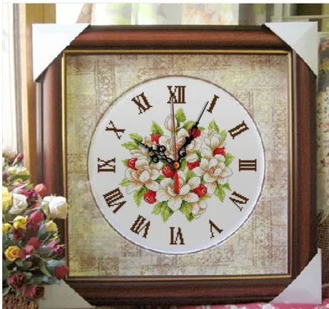 

11CT Clock Cross Stitch with Clock Kit 40*40cm Yulan Flower CS-014CLO