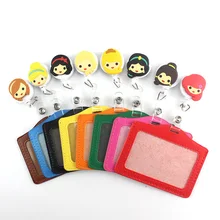 2017 lovely Cartoon girl Retractable Badge Reel horizontal Style Student Employee ID Name Card Badge Holder Office Supplies